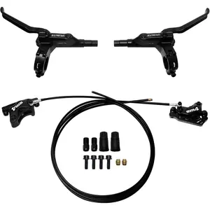 ZTZ 4-piston internal routing hydraulic brake set, front 850mm and rear 1600mm hydraulic disc brakes, suitable for eBike mountain bikes, pre-bled hydraulic brake kit with mounting adapters (front + rear)