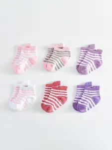 6 Pairs Toddler Elastic Socks with Non-Slip Grip, Unisex Low Top Crew Socks for Boys and Girls, Baby Infant Footwear, Comfortable and Durable