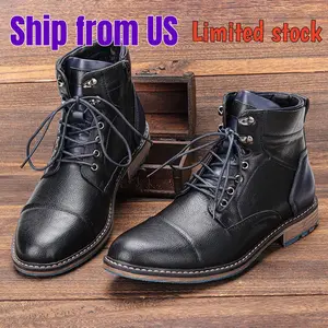 Classical Men Boots 2025 Fashion Comfortable Spring Leather Boots with Zipper