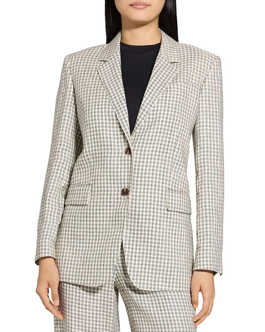 Theory Oversized Straight Linen-Blend Blazer