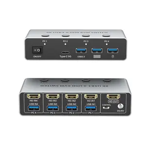 8K HDMI DP Dual Screen KVM Switch 4 In 1 Out 2 In 2 Out USB3.0 Sharing Switcher