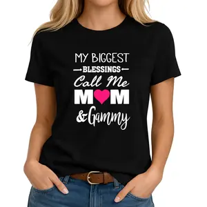 Premium Milk Silk T-Shirt Featuring 'My Biggest Blessings Call Me Mom & Gammy' – Perfect Gift for Proud Moms