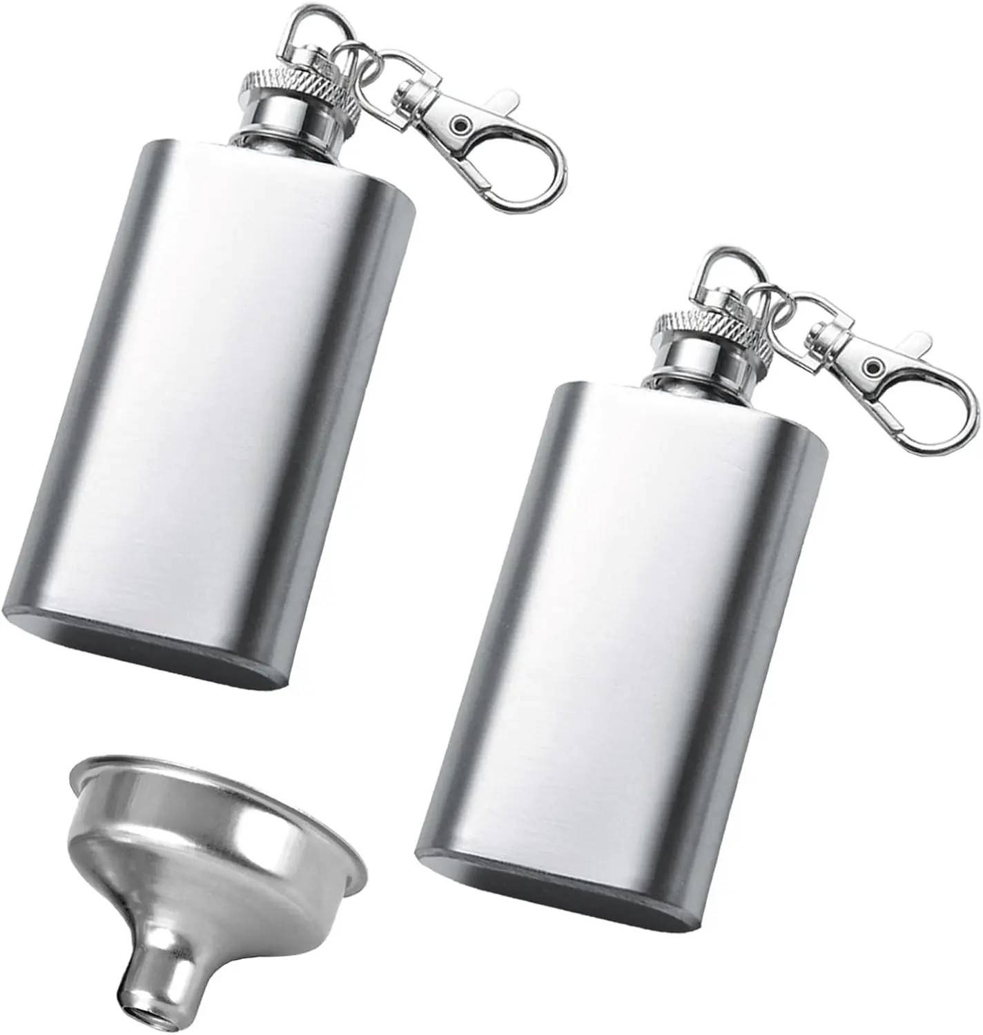 2PCS Stainless Steel Hip Flask,2oz Hidden Flasks for Liquor for Men, Multifunctton Pocket Mini Small Pocket Flask,Mini Pocket Wine Bottle with Keychain 2oz Pocket Whiskey Bottle