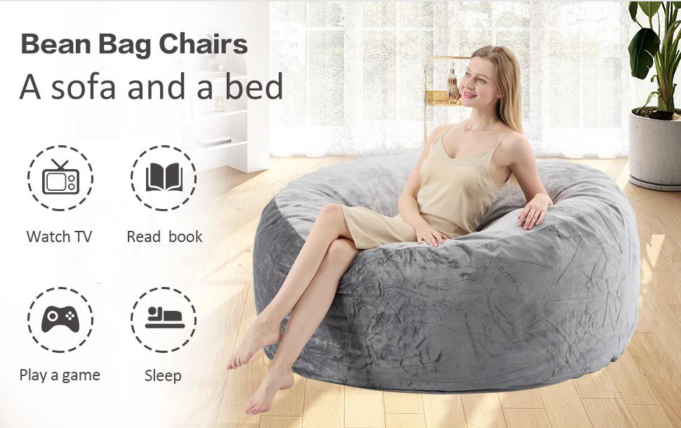 3FT/4FT/5FT/Jumbo (Include Filler) Lazy sofa beanbag Chair Machine washable cover Free Ship:Memory Foam Furniture flannel fabric large bean bag 01