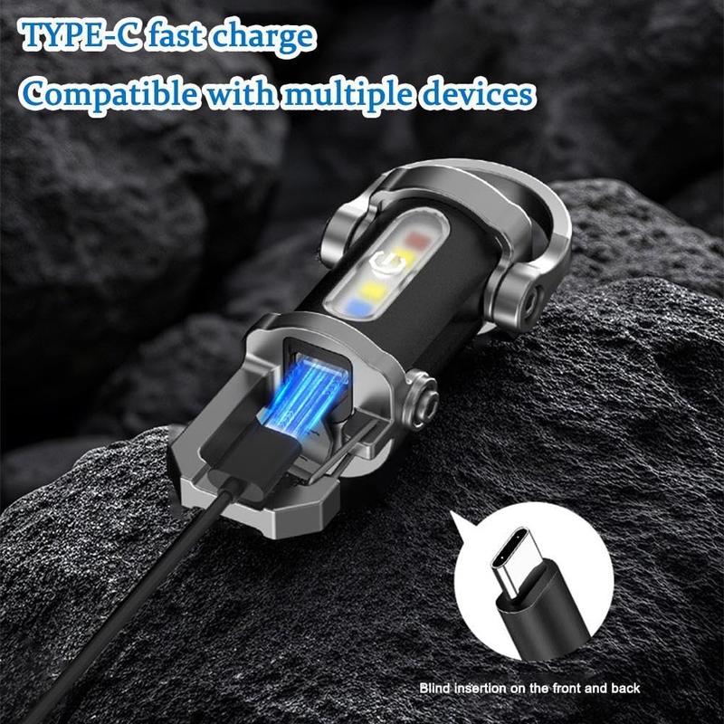 Portable Rechargeable Bright Keychain Flashlight Phone Charger, Mini Keychain Flashlight, 7 Modes, 1200 Lumens EDC Waterproof Keychains Flashlight (4PCS)