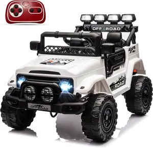 GAOMON White 12V Kids Ride On Truck With Remote Control Led Lights Music And Realistic Design For Ages 37 To 96 Months White