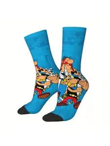 1 Pair Men's Funny Cartoon Printed Hip Hop Harajuku Style Socks Novelty Crew Socks Fun Fashion Streetwear Accessory