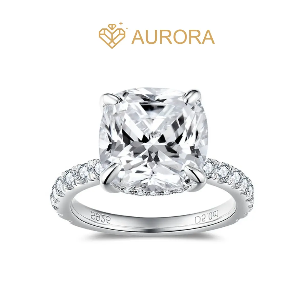 【31 Iris】5.0 Carat Full Moissanite main stone and side stone rings  with 925 Sterling Silver Engagement Anniversary Wedding Jewelry Synthetic Moissanite