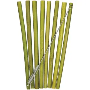 8-Pack Reusable Bamboo Drinking Straws, Dishwasher Safe