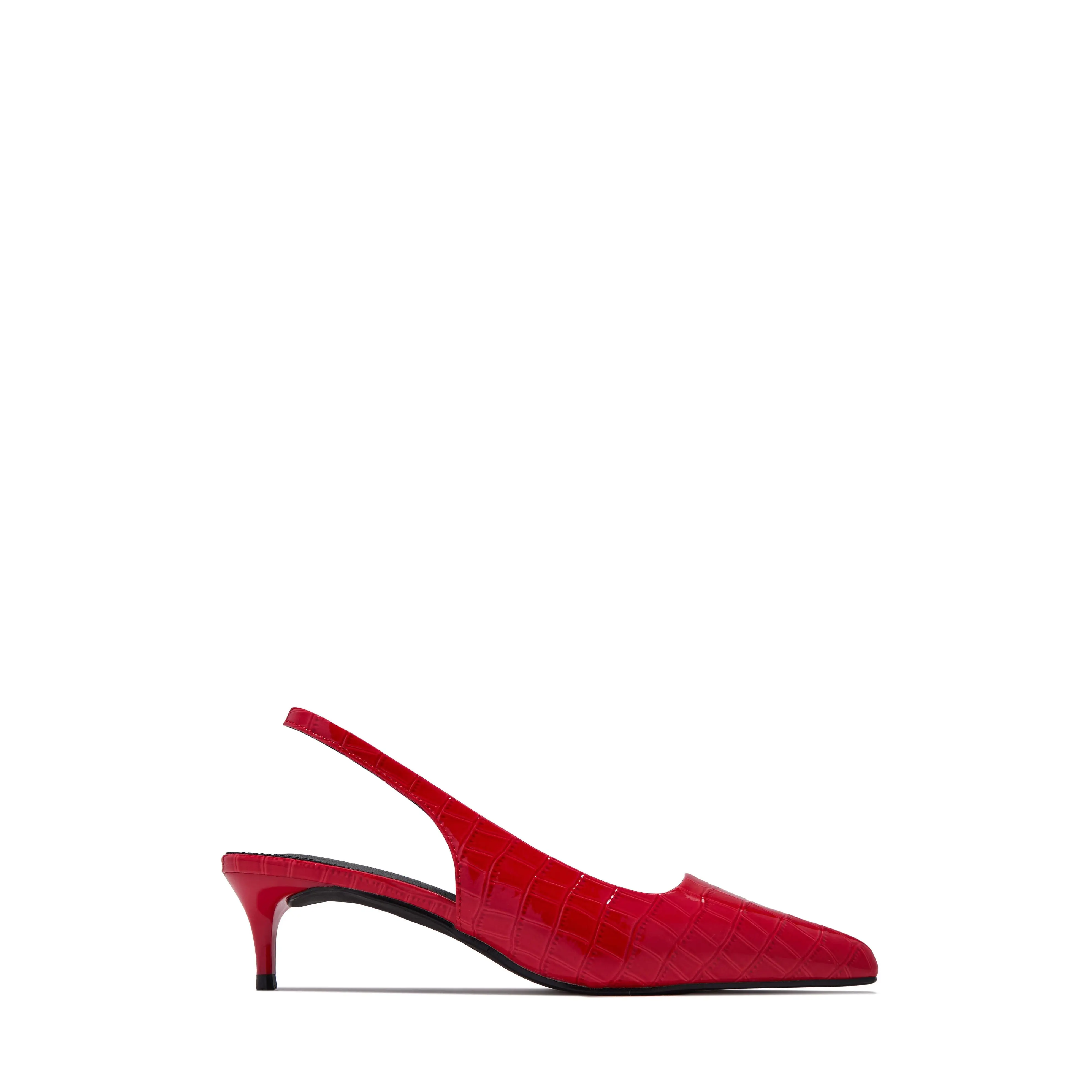 Kiley Mid Heel Slingback Pumps - Red