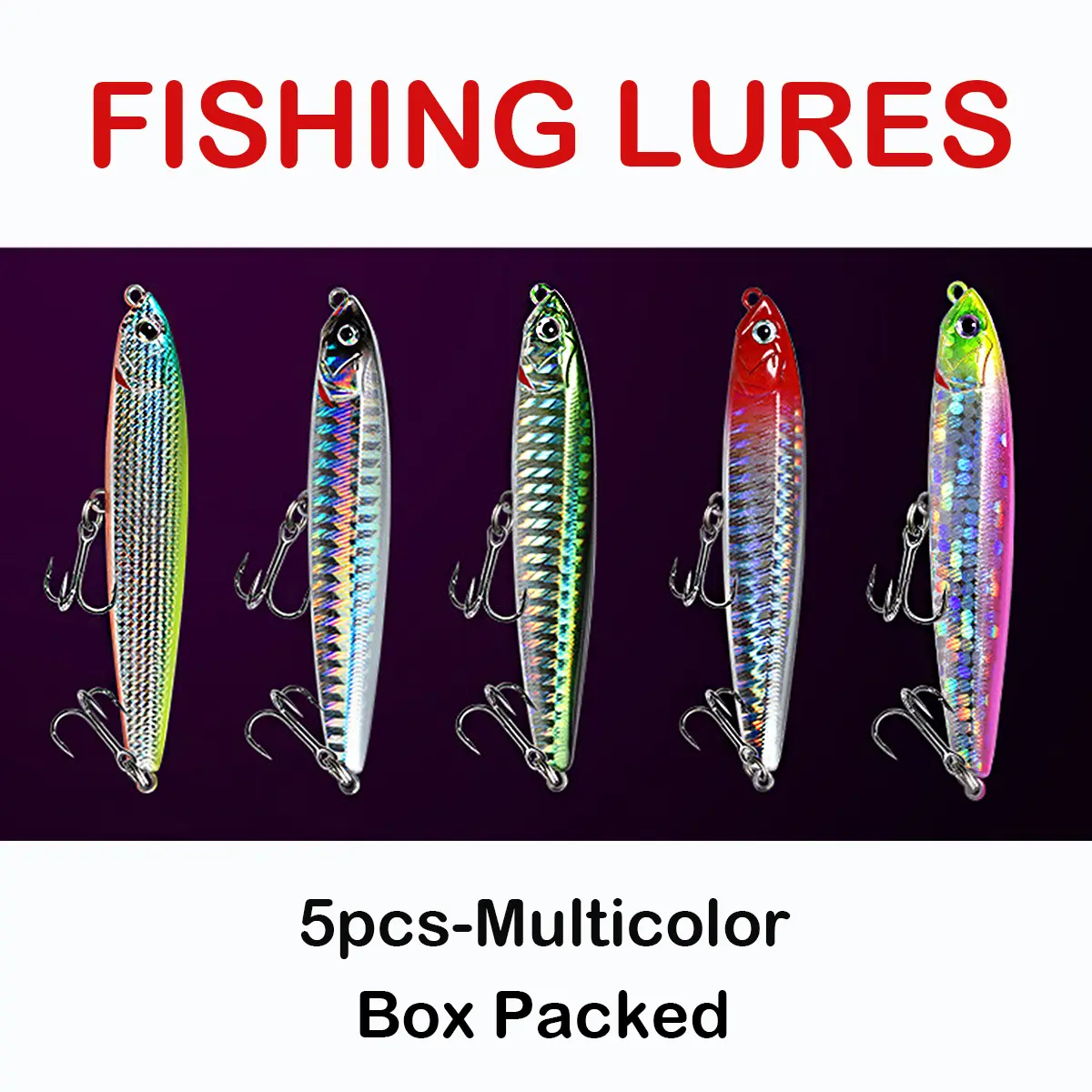5PCS-Slow Sinking Pencil Lures, Box Packed Pencil Fishing Lures Hard Fishing Bait ,Fishing Plugs for Salmon Redfish Trout Bass Great Gift for Men