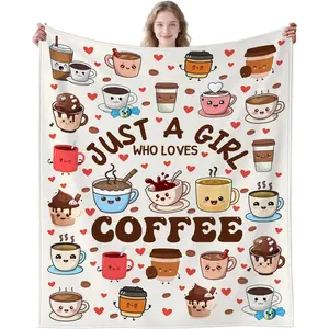 Coffee Blanket for Coffee Lovers Warm Cozy Coffees Theme Fuzzy Blanket Gifts for  Girls Women Men 50"x40"