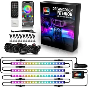 Aura DreamColor RGB-IC LED  Interior Light Strips, 4 count Neon Ambient Lighting Kit with APP & Remote, 12V  Color Chasing Lights for SUV  Van, Under Dash Decor