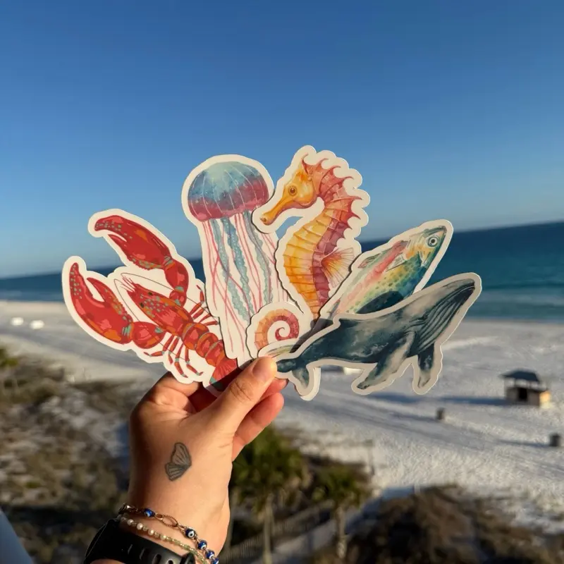 Sea Creature Watercolor Die Cut Bookmarks | Handmade Summer Ocean Bookmark Collection