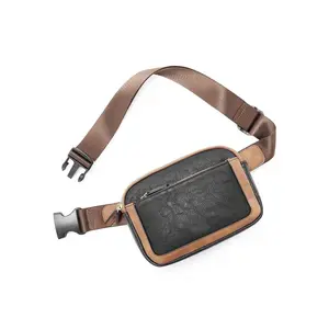 Women's Fashionable PU Leather Fanny Pack, Casual Versatile Zipper Chest Bag with Adjustable Strap, Trendy All-match Sling Bag for Daily Used, Zipper Belt Bag