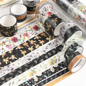 Decorative Paper Tapes, 10pcs/set Floral Pattern Hand Ledger Material Stickers, Art Stickers, For DIY Crafting Projects