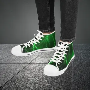 Men's High Top Sneakers — Green Lightning Graphic Men’s Canvas Shoes