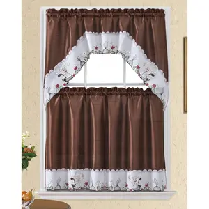 Bt494-Coffee Polyester Kitchen Curtain