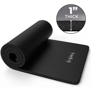 HemingWeigh 1 Inch Extra Thick Non Slip Yoga Mat - Exercise Mats for Home Workouts, Black (70"L x 23"W)