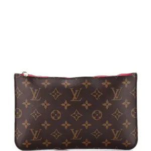 Pre-owned Louis Vuitton Canvas Coated Small Leather Goods Neverfull Pochette Monogram Canvas Large by Rebag