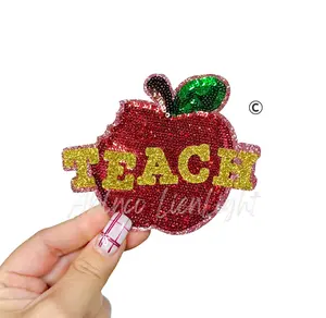 Apple Teach Sequins Teacher Patch - Small