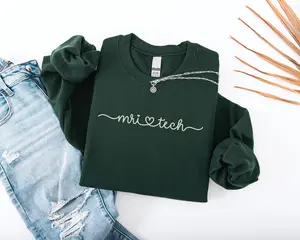 Women's Soft Breathable Oversized Fleece Long Sleeve Round Neck Fit Pullover - MRI Tech T-Shirt, Radiology Graduation Gift