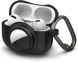 Spigen Tag Armor Duo Designed for Airpods Pro Case and AirTag Cover with Carabiner [Dual Layer Solid Protection] - Matte Black