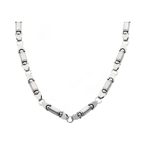 Mens Stainless Steel Barrel Link Chain Necklace