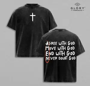 AMEN Jesus T-Shirt Washed, Agree Move End Never with God Scripture Tee, Religious Faith Graphic Shirt, Jesus Apparel, Christian Bible Verse, Easter Christmas Outfit, Church Outfit Gift