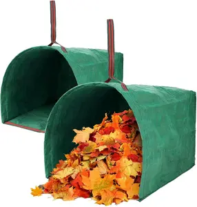2 Pack 53 Gallon Reusable Yard Waste Bags, Dustpan-Type Lawn Bags, Collapsible Heavy Duty Leaf Bags, Standable Garden Waste Bags for Collecting Leaves, Lawn Grass, Clippings and Branches