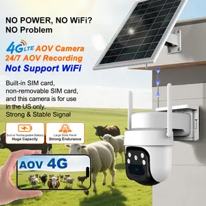 AOV 4G Solar Low-Power Not Support WiFi 360-Degree Full Color Day-Night Surveillance Camera with Ultra-Long Standby, Outdoor Rainproof, and Ultra-High Definition Monitoring Safety