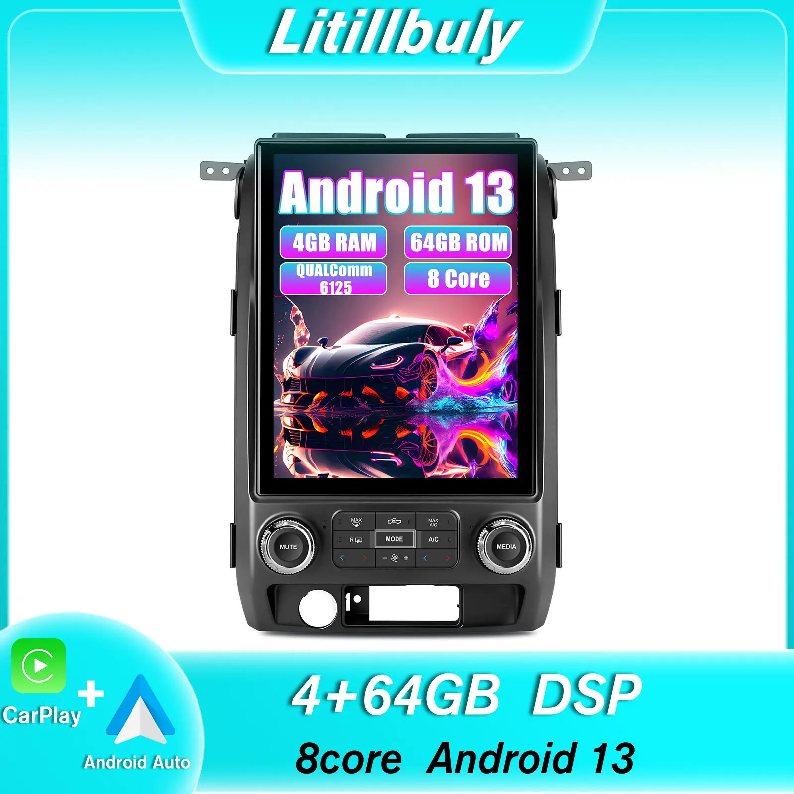 Car Stereo for Ford F150 2009-2012 Auto AC(Hi-end Model) touch screen has Android Auto Wireless Carplay, Bluetooth WIFI supports GPS Navigation