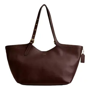 COACH Gramercy 35 Logo Charm Magnetic Closure Grain Leather Tote Bag for Women in Maple