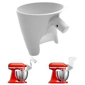 Flour Funnel for 4.5-5 Qt Tilt- Stand Mixer (Compatible with  Artisan Series) Easy Pour No-Mess Attachment with Auxiliary Opening, Durable Dishwasher-Safe Baking Tool (White)