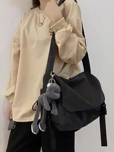 Canvas Crossbody Bag for Men, Trendy Large Capacity Backpack, Vintage Style, Casual and Versatile, Japanese Aesthetic, Simple Design