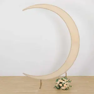 Beige Spandex Crescent Moon Chiara Backdrop Stand Cover, Custom Fitted Wedding Arch Cover - 7.5ft