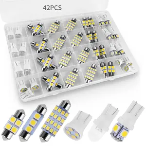 42 Pieces Interior Car Lights, Super Bright White Dome Map Tail Cab Lights Bulb Kit, Light 31 36 41 mm 12v De3175 6411 T10 2825 6612f 6615f for Dome Map Read Door Trunk Glove Box License Plate Cargo Courtesy