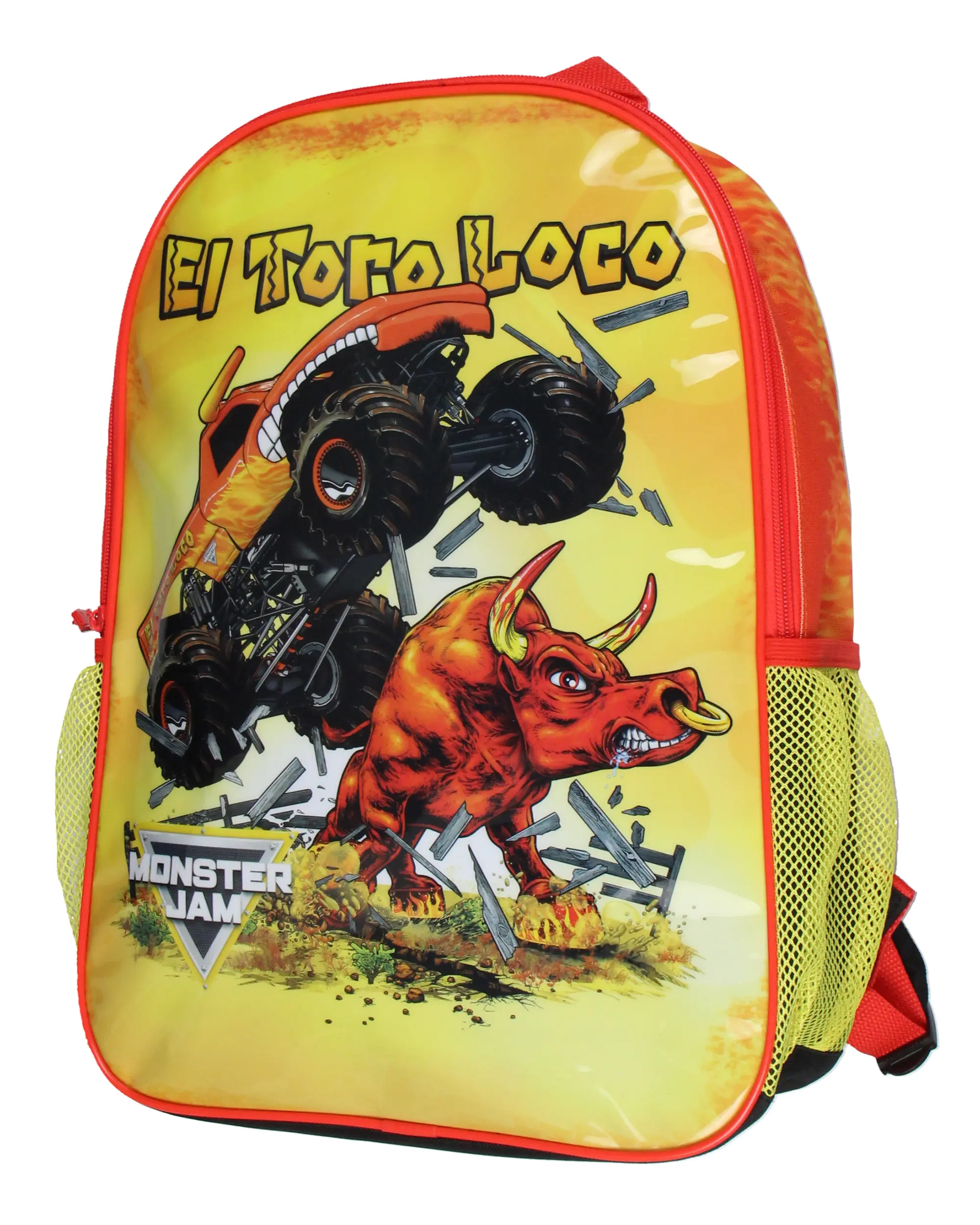 Monster Jam El Toro Loco Kids School Backpack Mess With The Bull & You Get The Horns! Big Truck Book Bag 16", Backpacks For School, School Backpacks