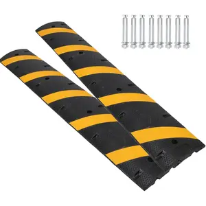 6Ft Speed Bumps for Road, Pack of 2 Recycled Rubber Temporary Speed Bumps, Heavy Design Supports 25000lbs Perfect for Car Parking Garage Use & Traffic Control