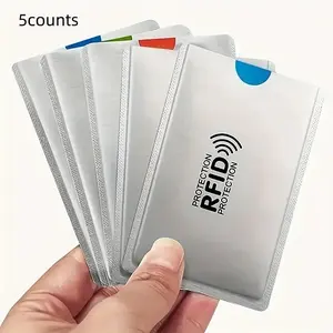 5 Pack RFID Blocking Card Sleeves, Anti-Theft NFC Shielded ID Credit Card Protector, Geometric Design, RFID Protection, NFC Shielding, Secure Your Cards