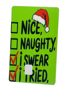 Funny Christmas Checklist Card Skin Nice Naughty I Swear I Tried Design Durable Waterproof