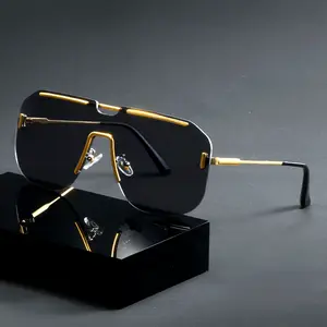 Men's Fashion Glasses Frameless | Golden Copper Frame | Polycarbonate Lenses | Stylish and Durable, Suitable for Casual Wear
