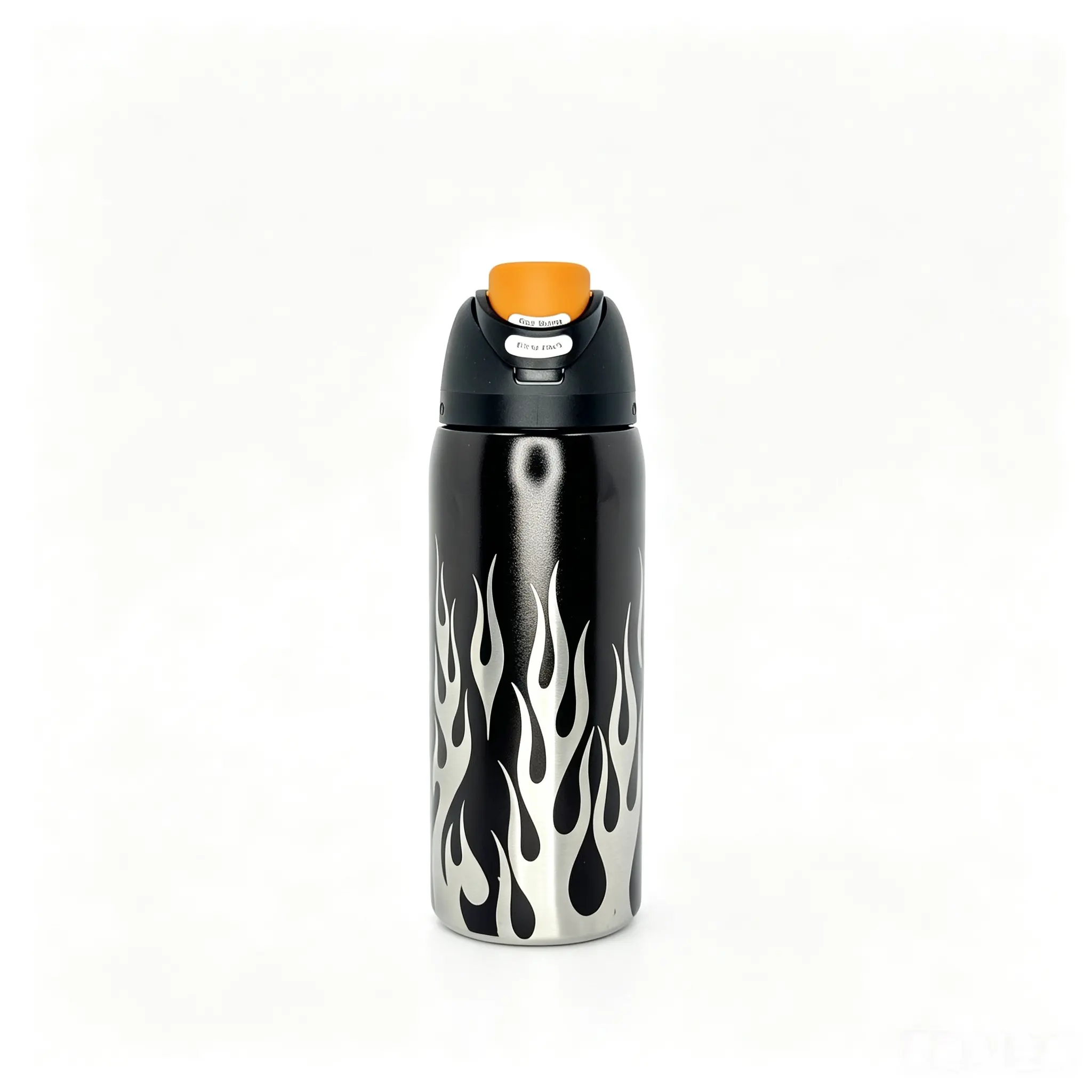 Owala 32oz Aesthetic Silver Printed Flame Stainless Steel Travel Mug - Leakproof, Wide-Mouth Ease, 24h Insulated Bottle Vacuum Flasks, Anti-Scalding, Portable for Daily Commutes, Summervibes Juice Flask Drinkware for Travelers, Flame Print