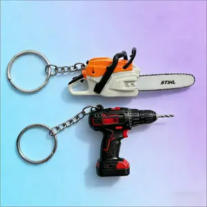 Portable Chainsaw Keychain, Mini Hand Drill Keychain, Car Decoration, Multifunctional Hanging Decor, Gift Collection