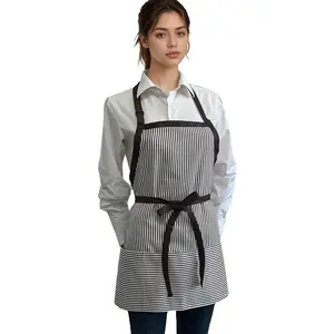 Household daily necessities Kitchen Apron with 3 Pocket, Adjustable Server Apron, Waitress Apron with Pockets Stripes