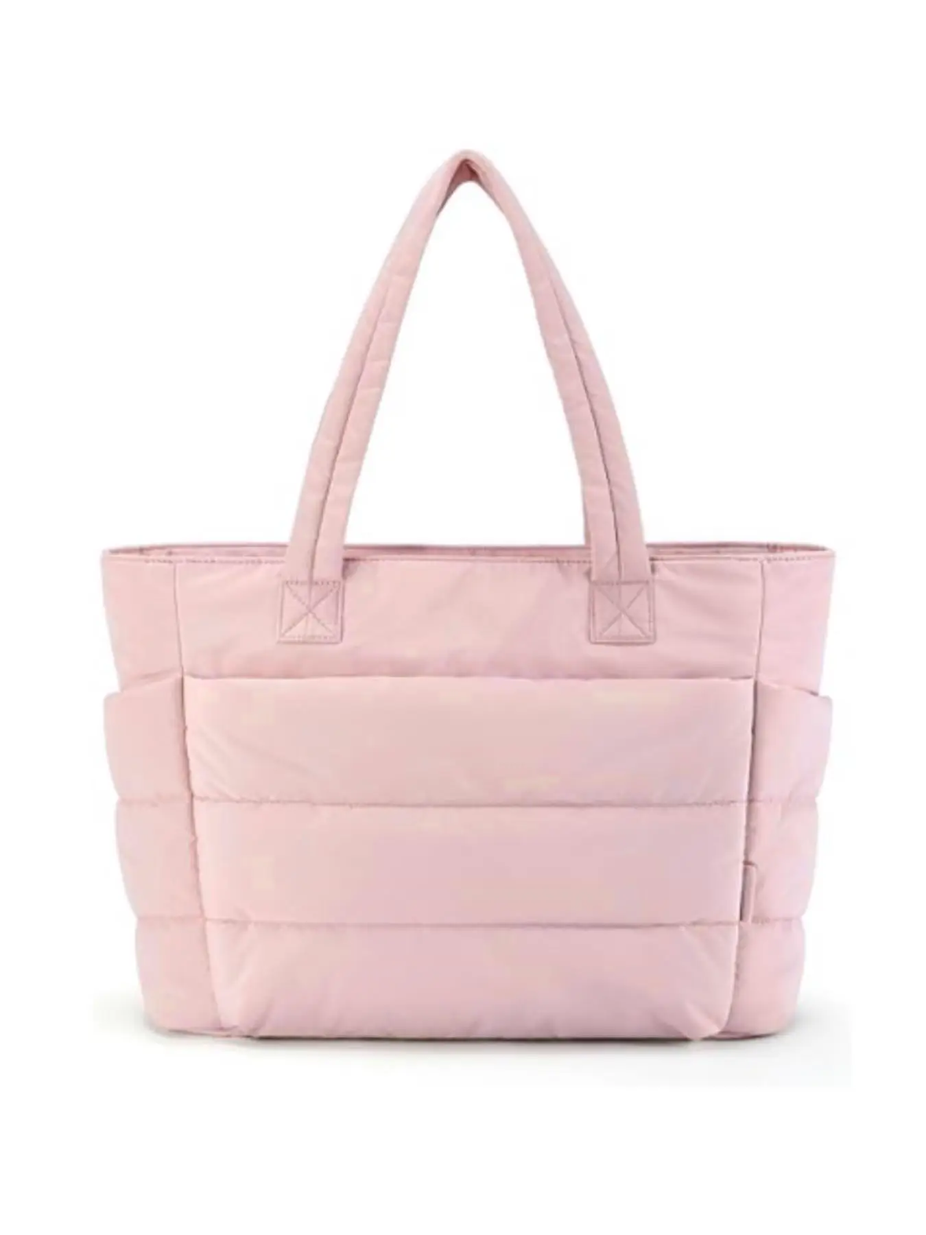 Women's Solid Color Quilted Tote Bag, Lightweight Puffer Design Shoulder Bag for Travel & Work & Beach, Casual Trendy Versatile High-quality Daily Com