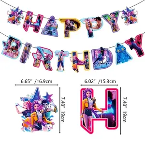 Set Devil Hunter Theme Party Banner Balloon Cute Birthday Balloon Cake Top Background Decoration Party Toy