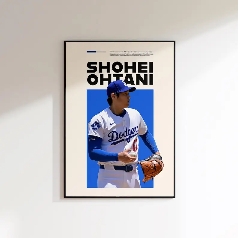 Shohei Ohtani Poster, Baseball Minimal Poster, Shohei Ohtani Print, Los Angeles Dodgers, Shohei Ohtani Fan Art, Baseball Poster, MBL - No Frame