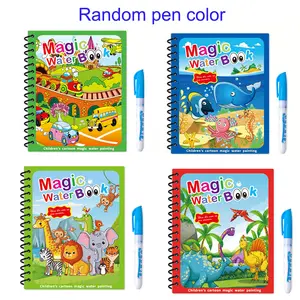 4 pack  Magic Water Book with Pen | Educational Magic Water Painting Book, Reusable Water Drawing Book, Christmas Gift(Random pen color)