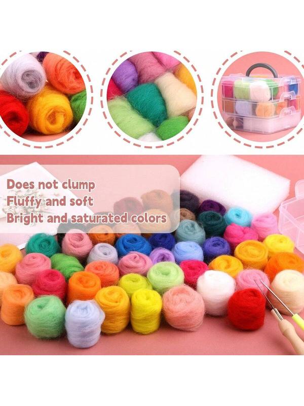 Needle Felting Kit, 24 Colors Wool Roving (5g/Color), Complete Needle Felting Starter Kit With Needle Felting Supplies Wool Fibre Spinning Craft Felting Kits For Beginners